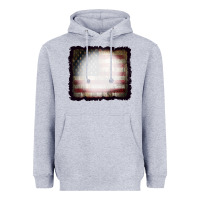 Heather Grey America Wood Flag with bBeach Effect Heavyweight Hoodie - CowCowDesign