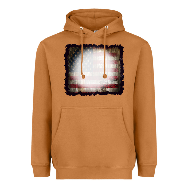 America Wood Flag With Bbeach Effect Heavyweight Hoodie by CowCowDesign | Teevron