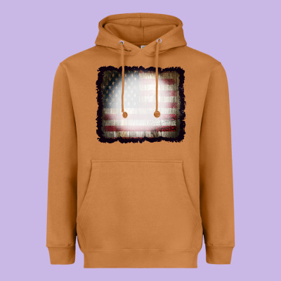 America Wood Flag With Bbeach Effect Heavyweight Hoodie Designed By Cowcowdesign