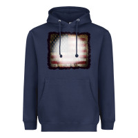 Navy America Wood Flag with bBeach Effect Heavyweight Hoodie - CowCowDesign