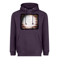 Plum America Wood Flag with bBeach Effect Heavyweight Hoodie - CowCowDesign