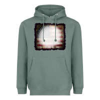 Sage America Wood Flag with bBeach Effect Heavyweight Hoodie - CowCowDesign