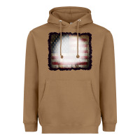 Toasted Coconut America Wood Flag with bBeach Effect Heavyweight Hoodie - CowCowDesign
