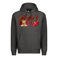 Charcoal Heather Mamas boy with leopard mother's day Premium Hoodie - HowdyJamesFarm