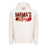 Pale Pink Mamas boy with leopard mother's day Premium Hoodie - HowdyJamesFarm