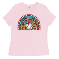 Bubblegum Pink baseball rainbow Ladies Tee - Artiststas