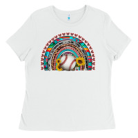 White baseball rainbow Ladies Tee - Artiststas