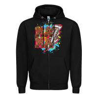 Black Mama Football lightning bolt Zipper Hoodie - HowdyJamesFarm
