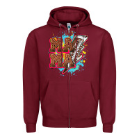Burgundy Mama Football lightning bolt Zipper Hoodie - HowdyJamesFarm