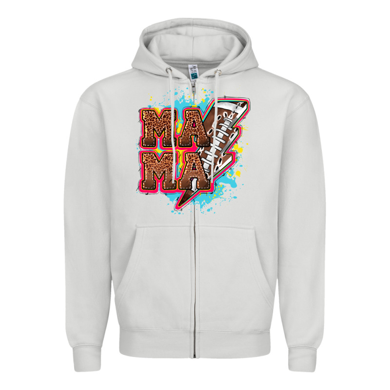 Mama Football Lightning Bolt Zipper Hoodie by HowdyJamesFarm | Teevron