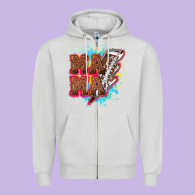 Mama Football Lightning Bolt Zipper Hoodie Designed By Howdyjamesfarm