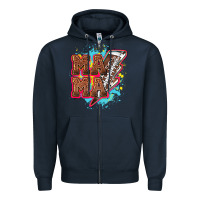 Navy Mama Football lightning bolt Zipper Hoodie - HowdyJamesFarm