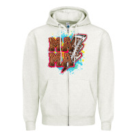 Oatmeal Heather Mama Football lightning bolt Zipper Hoodie - HowdyJamesFarm