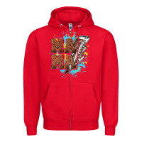 Red Mama Football lightning bolt Zipper Hoodie - HowdyJamesFarm