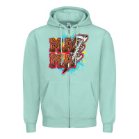 Seafoam Mama Football lightning bolt Zipper Hoodie - HowdyJamesFarm