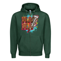 Sports Green Mama Football lightning bolt Zipper Hoodie - HowdyJamesFarm