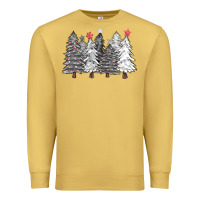 Antique Gold black and white christmas trees with lights Premium Sweatshirt - FaDigitalArtStudio