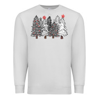 Dove Grey black and white christmas trees with lights Premium Sweatshirt - FaDigitalArtStudio