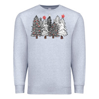 Heather Grey black and white christmas trees with lights Premium Sweatshirt - FaDigitalArtStudio