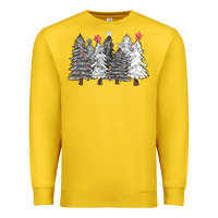 Lemon black and white christmas trees with lights Premium Sweatshirt - FaDigitalArtStudio
