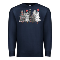 Black And White Christmas Trees With Lights Premium Sweatshirt | Teevron