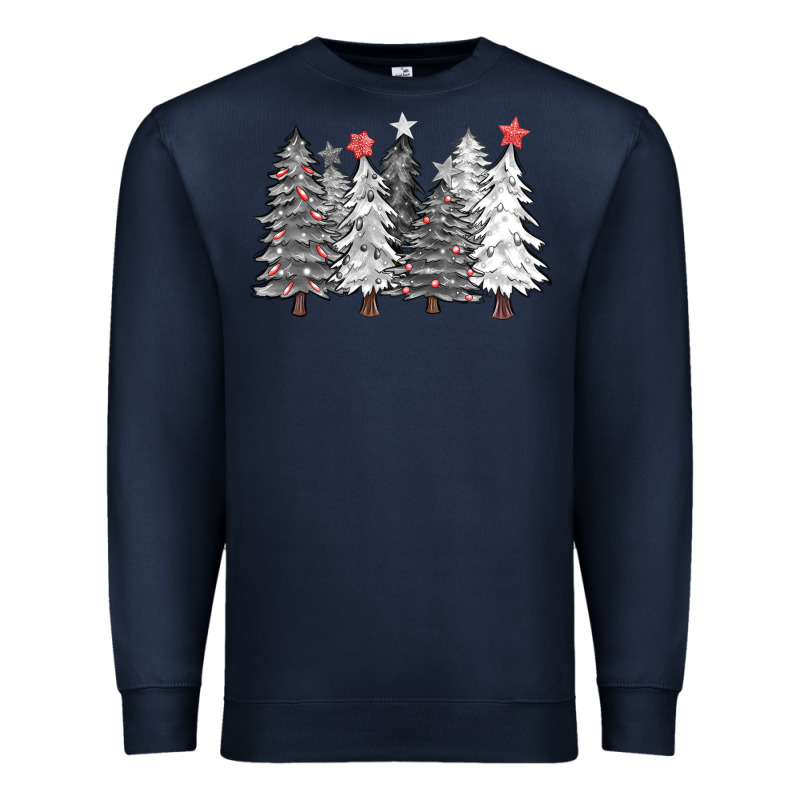 Black And White Christmas Trees With Lights Premium Sweatshirt by FaDigitalArtStudio | Teevron