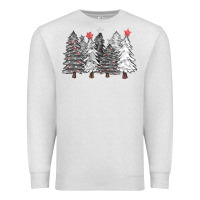 Oatmeal Heather black and white christmas trees with lights Premium Sweatshirt - FaDigitalArtStudio