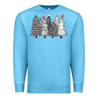 Ocean Blue black and white christmas trees with lights Premium Sweatshirt - FaDigitalArtStudio