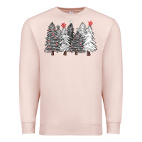 Pale Pink black and white christmas trees with lights Premium Sweatshirt - FaDigitalArtStudio