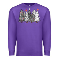 Purple black and white christmas trees with lights Premium Sweatshirt - FaDigitalArtStudio