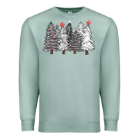 Seafoam black and white christmas trees with lights Premium Sweatshirt - FaDigitalArtStudio