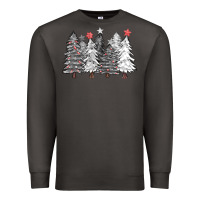 Smoke black and white christmas trees with lights Premium Sweatshirt - FaDigitalArtStudio