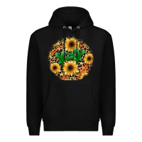 Black leopard cactus sunflower Premium Hoodie - JahusDesignShop