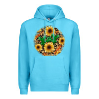 Ocean Blue leopard cactus sunflower Premium Hoodie - JahusDesignShop