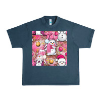 Midnight Navy Pink Christmas cute snowman Urban Heavy Tee - NancyCooperArtShop