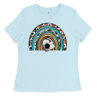 Baby Blue soccer rainbow Ladies Tee - Artiststas