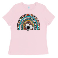 Bubblegum Pink soccer rainbow Ladies Tee - Artiststas