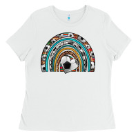 White soccer rainbow Ladies Tee - Artiststas