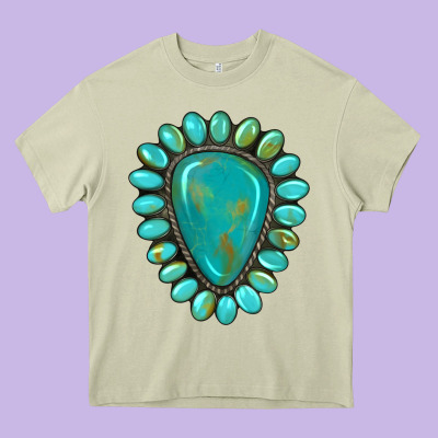 Western Gemstone Turquoise Heavy Core Tee Designed By Artiststas
