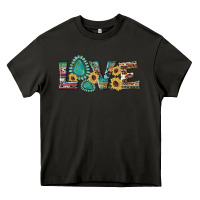 Asphalt western gemstone sunflowers serape leopard turquoise love Heavy Core Tee - Artiststas