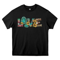 Black western gemstone sunflowers serape leopard turquoise love Heavy Core Tee - Artiststas