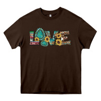 Chocolate Brown western gemstone sunflowers serape leopard turquoise love Heavy Core Tee - Artiststas