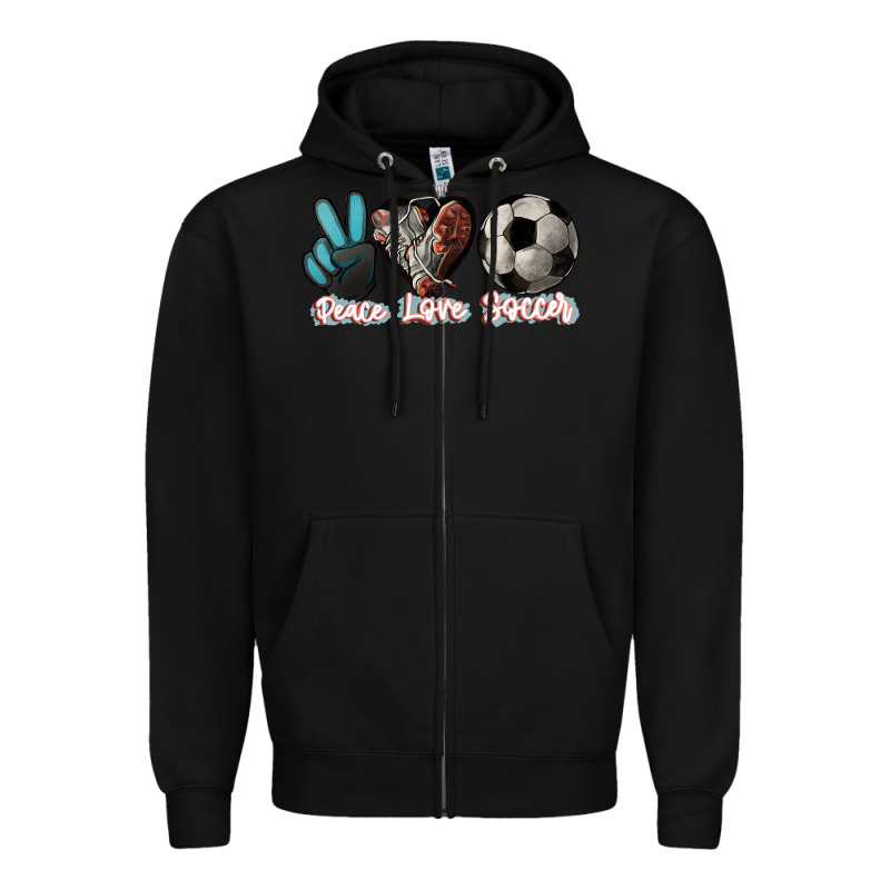 Peace Love Soccer Zipper Hoodie by HowdyJamesFarm | Teevron