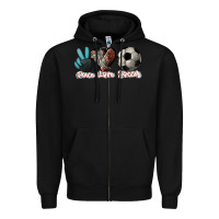 Black Peace love Soccer Zipper Hoodie - HowdyJamesFarm