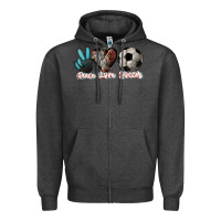 Charcoal Heather Peace love Soccer Zipper Hoodie - HowdyJamesFarm