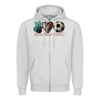 Dove Grey Peace love Soccer Zipper Hoodie - HowdyJamesFarm