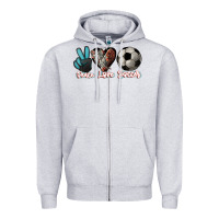 Heather Grey Peace love Soccer Zipper Hoodie - HowdyJamesFarm