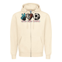 Sandshell Peace love Soccer Zipper Hoodie - HowdyJamesFarm
