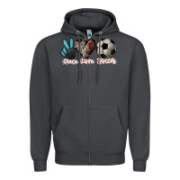 Smoke Peace love Soccer Zipper Hoodie - HowdyJamesFarm