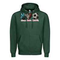 Sports Green Peace love Soccer Zipper Hoodie - HowdyJamesFarm